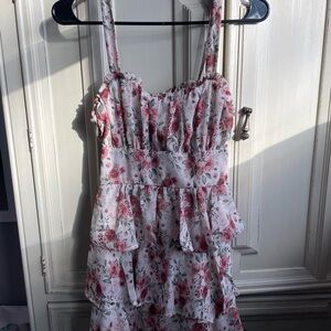 Altar'd State Pink Floral Ruffle Dress